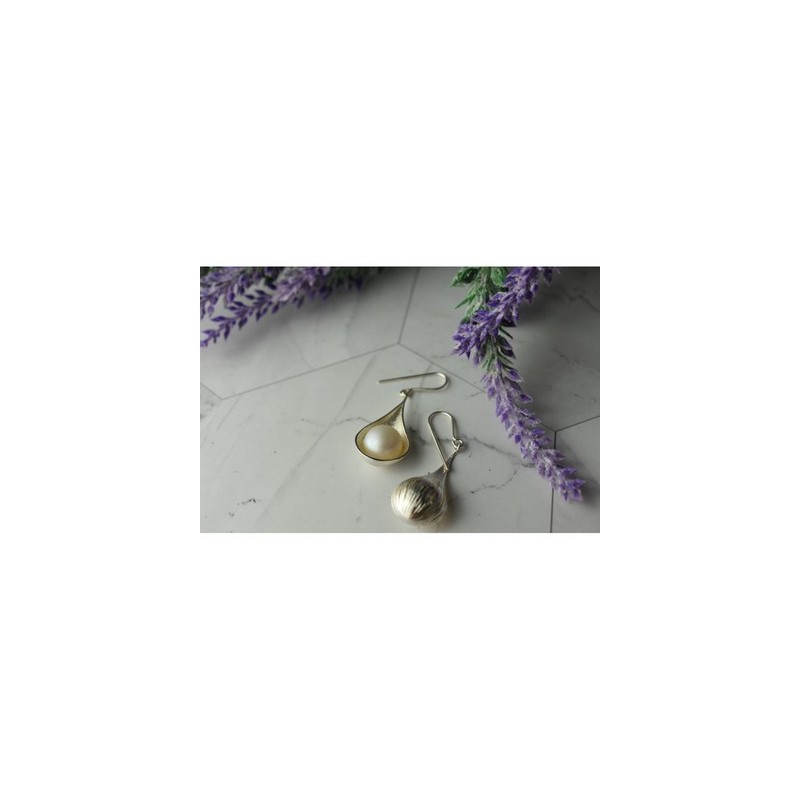 925 Sterling Silver Pearls Earrings Italy