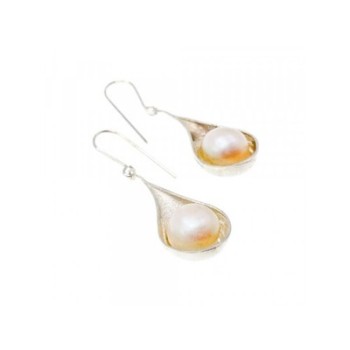 925 Sterling Silver Pearls Earrings Italy