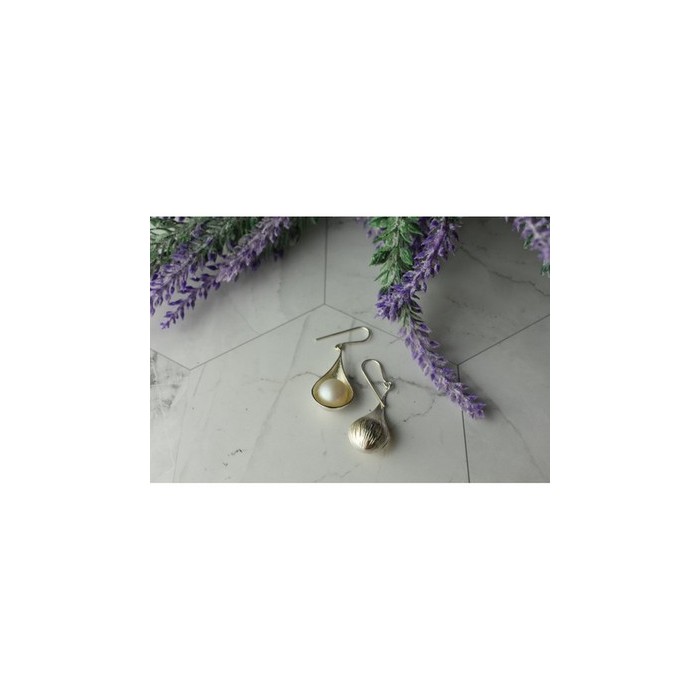 925 Sterling Silver Pearls Earrings Italy