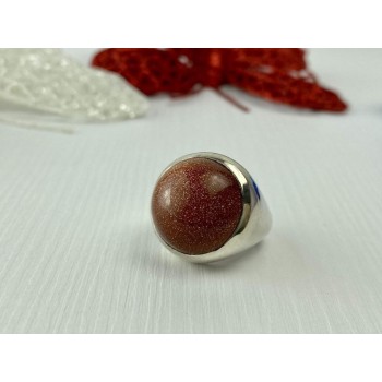 925 Sterling Silver Aventurine Ring Size 6.5