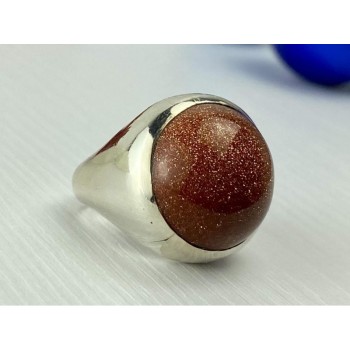 925 Sterling Silver Aventurine Ring Size 6.5