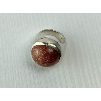 925 Sterling Silver Aventurine Ring Size 6.5