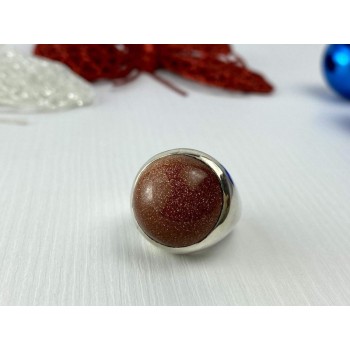 925 Sterling Silver Aventurine Ring Size 6.5