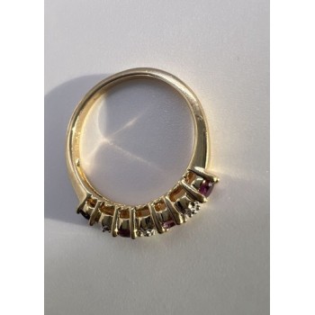 925 Sterling Silver & Tourmaline Gold Plated Ring Size 7.5