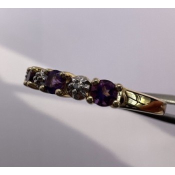 925 Sterling Silver & Tourmaline Gold Plated Ring Size 7.5