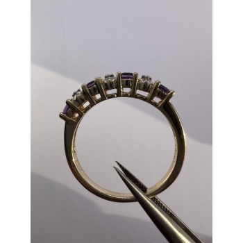 925 Sterling Silver & Tourmaline Gold Plated Ring Size 7.5