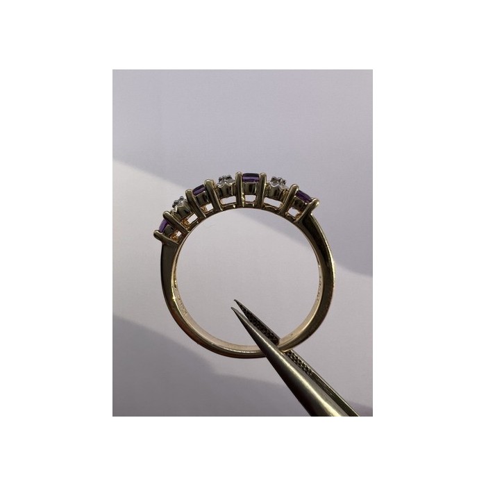 925 Sterling Silver & Tourmaline Gold Plated Ring Size 7.5