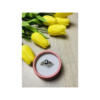 925 Sterling Silver Black Spinel Ring Size 7