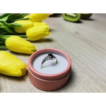 925 Sterling Silver Black Spinel Ring Size 7