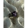 925 Sterling Silver Amethyst & Marcasite Ring Size 7