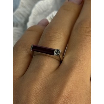 925 Sterling Silver Spinel & Marcasite Ring Size 7.5