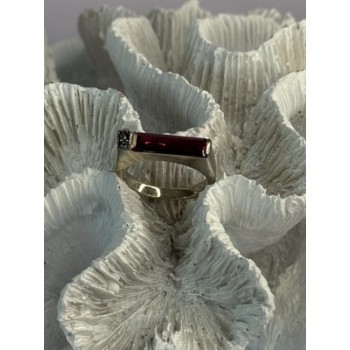 925 Sterling Silver Spinel & Marcasite Ring Size 7.5