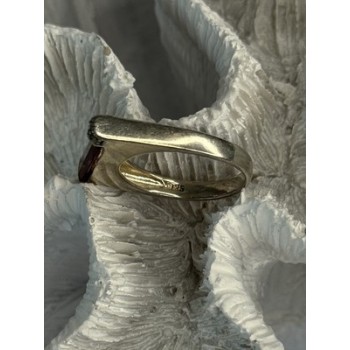 925 Sterling Silver Spinel & Marcasite Ring Size 7.5