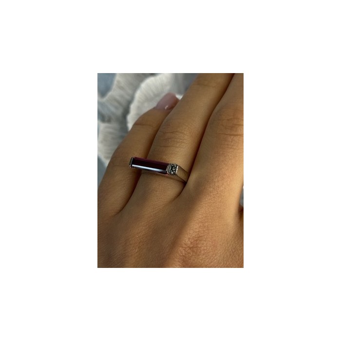 925 Sterling Silver Spinel & Marcasite Ring Size 7.5