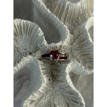 925 Sterling Silver Spinel Heart Ring Size 5