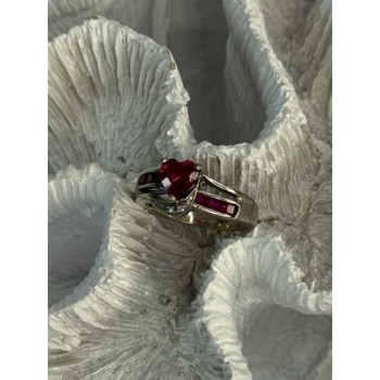 925 Sterling Silver Spinel Heart Ring Size 5