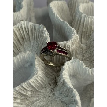 925 Sterling Silver Spinel Heart Ring Size 5