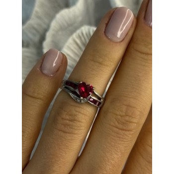 925 Sterling Silver Spinel Heart Ring Size 5