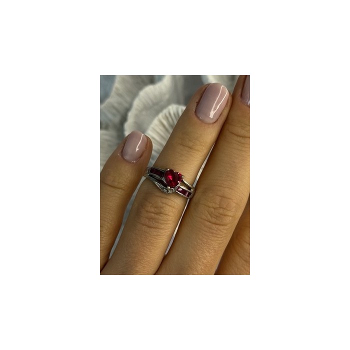 925 Sterling Silver Spinel Heart Ring Size 5