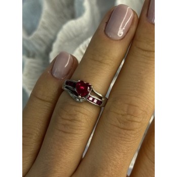 925 Sterling Silver Spinel Heart Ring Size 5