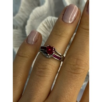 925 Sterling Silver Spinel Heart Ring Size 5