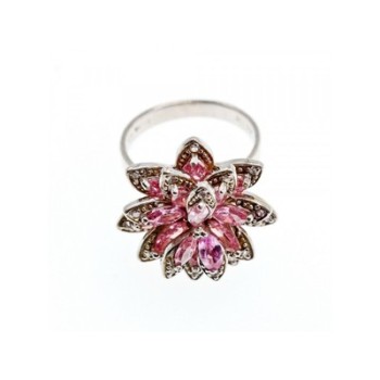 925 Sterling Silver Pink & White CZ 