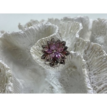 925 Sterling Silver Pink & White CZ 