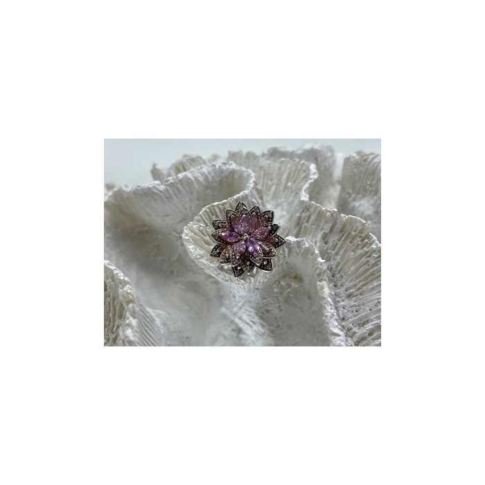 925 Sterling Silver Pink & White CZ 