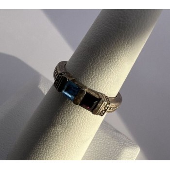 925 Sterling Silver Topaz & Tourmaline Ring Size 5.5