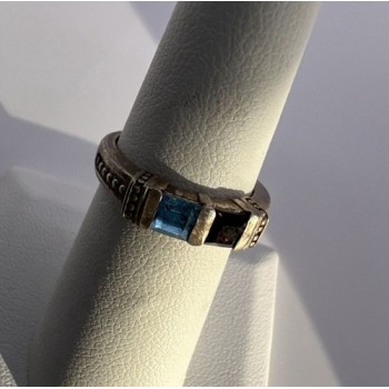 925 Sterling Silver Topaz & Tourmaline Ring Size 5.5