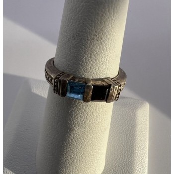 925 Sterling Silver Topaz & Tourmaline Ring Size 5.5