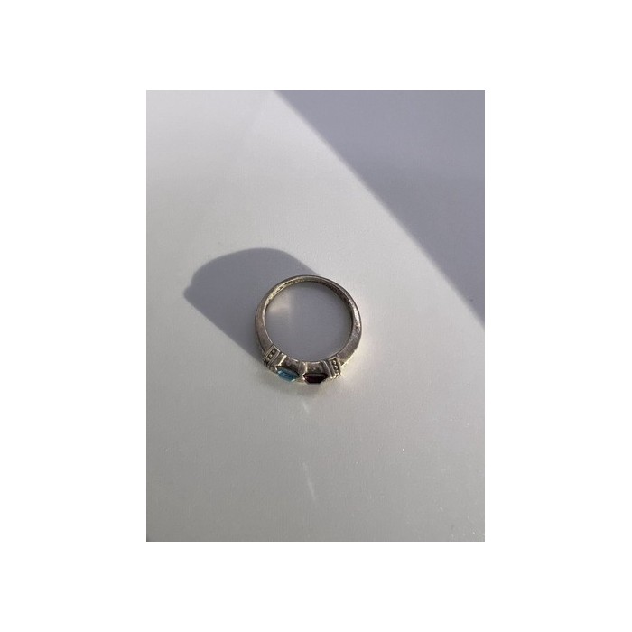 925 Sterling Silver Topaz & Tourmaline Ring Size 5.5