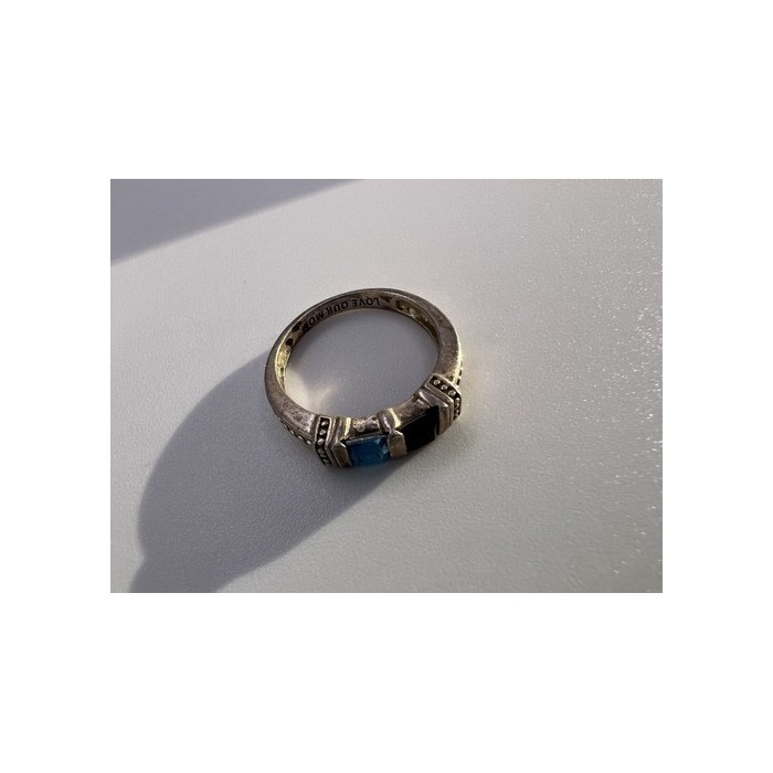 925 Sterling Silver Topaz & Tourmaline Ring Size 5.5