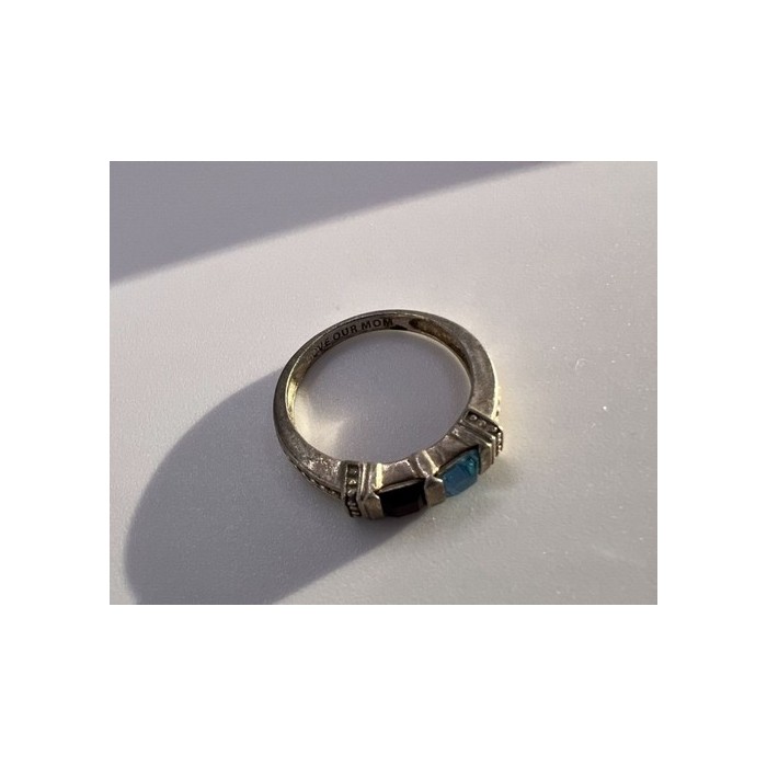 925 Sterling Silver Topaz & Tourmaline Ring Size 5.5