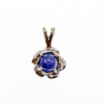 14K WHITE GOLD BLUE STAR SAPPHIRE PENDANT