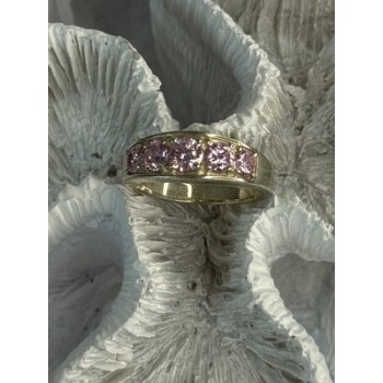 925 Sterling Silver Pink CZ Ring Size 9