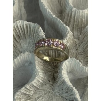 925 Sterling Silver Pink CZ Ring Size 9