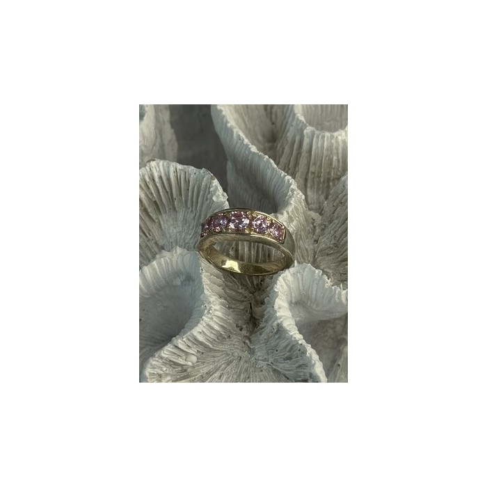 925 Sterling Silver Pink CZ Ring Size 9