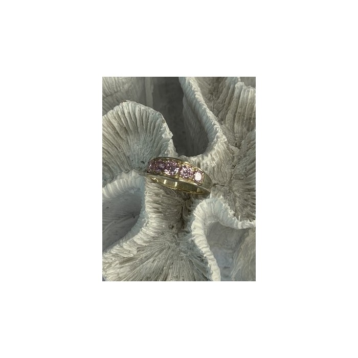 925 Sterling Silver Pink CZ Ring Size 9