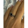 925 Sterling Silver Black Sapphire & Marcasites Ring Size 6