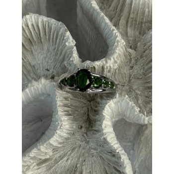 Classy 925 Sterling Silver Emerald Ring Size 7