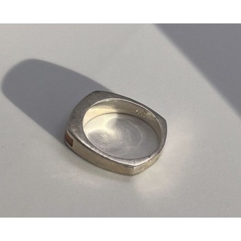 925 Sterling Silver Inlaid Rainbow Gemstone Ring Size 8