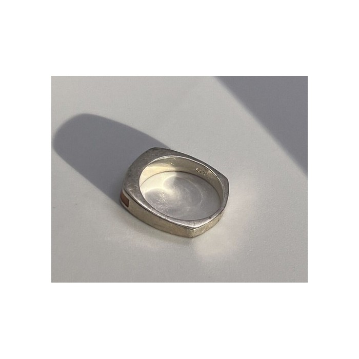 925 Sterling Silver Inlaid Rainbow Gemstone Ring Size 8