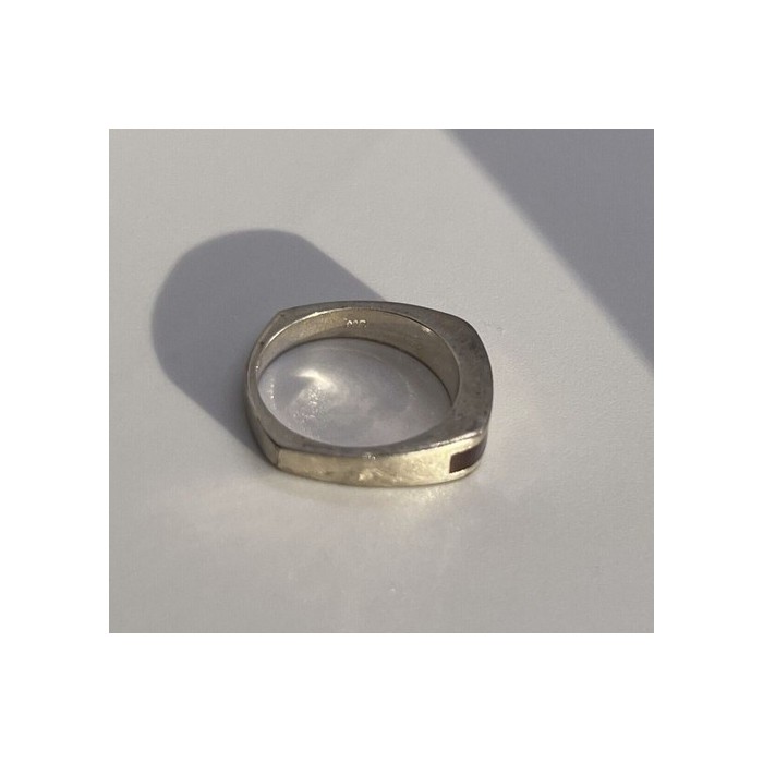 925 Sterling Silver Inlaid Rainbow Gemstone Ring Size 8