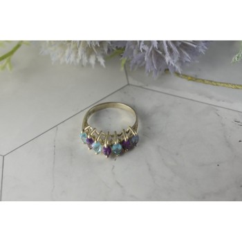 925 Sterling Silver Purple Tourmaline, Topaz & Tanzanite Ring Size 8