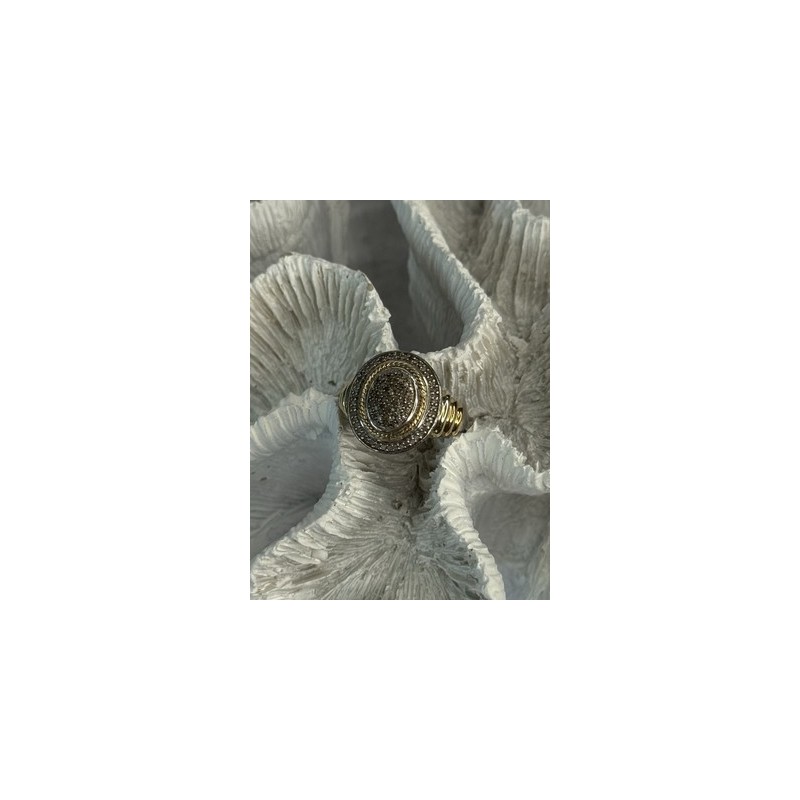 925 Sterling Silver Gold Plated Part Diamond Ring Size 6