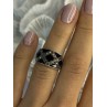 925 Sterling Silver Onyx & Marcasite Ring Size 6