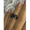 925 Sterling Silver Onyx & Marcasite Ring Size 6