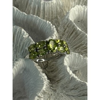 925 Sterling Silver Peridot Ring Size 8