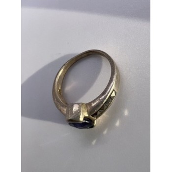 925 Sterling Silver Sapphire & Marcasite Ring Size 6.5